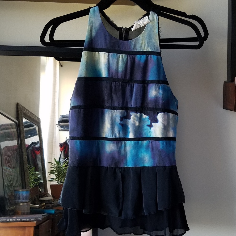 Nicole Miller Atelier Watercolor Cloud Ruffle Top